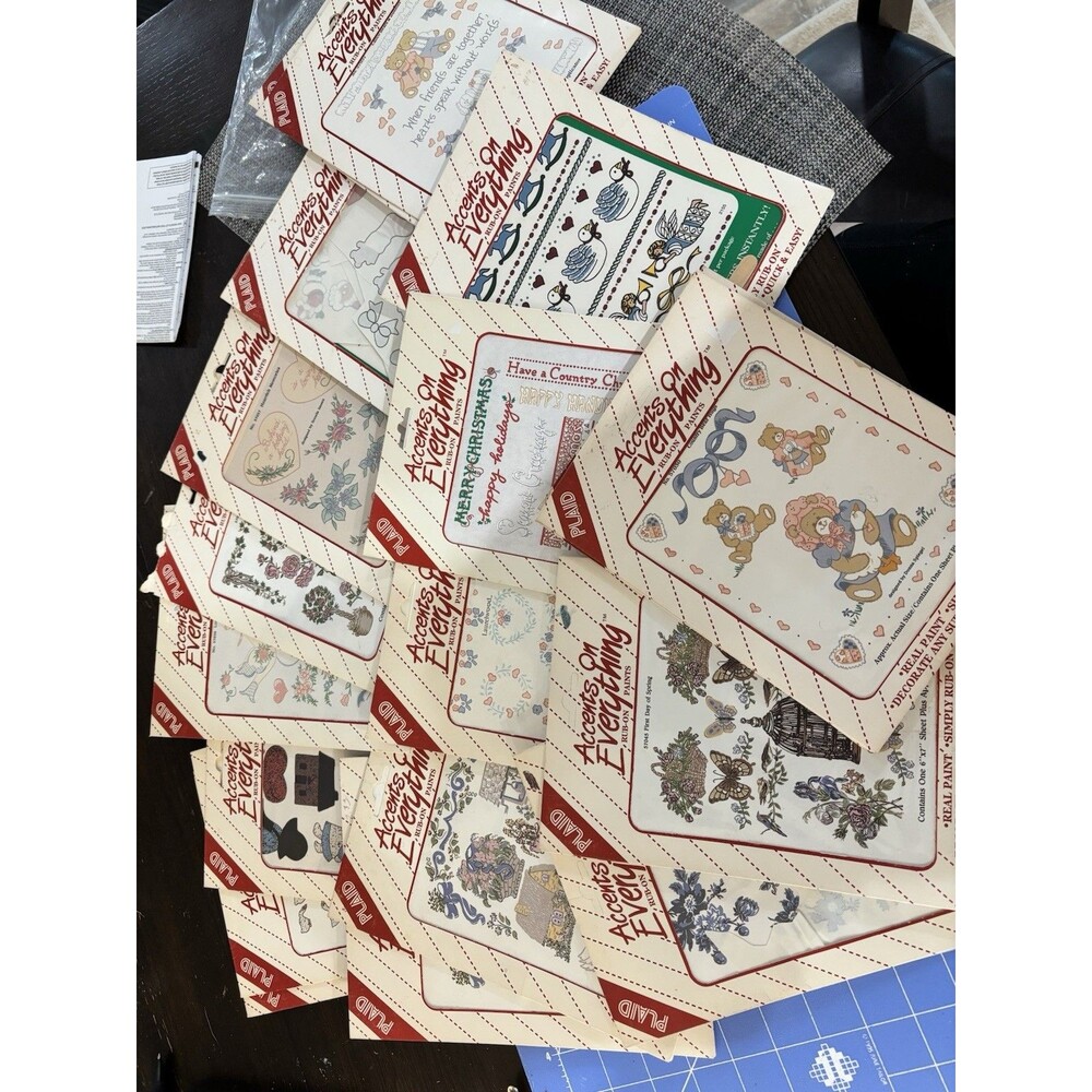 19 Sleeves VTG Plaid Accents on Everything Rub On Paint Transfer Open Partials